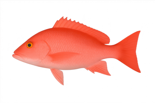 Vibrant red snapper fish isolated on transparent background, detailed marine life