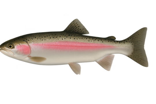 Vibrant Rainbow Trout, fresh and isolated on a clean transparent background