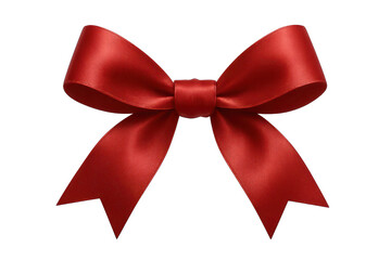 Naklejka premium Elegant red satin gift bow isolated on transparent background, festive decoration