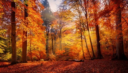 Obraz premium Colorful Autumn Leaves In A Forest