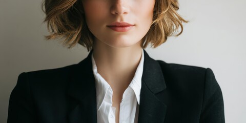 Confident professional woman in business attire, exuding empowerment and elegance for corporate contexts.