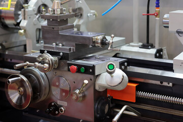 conventional metalworking lathe machine close up