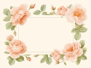 Elegant floral frame with soft pastel flowers and lush greenery, perfect for decorative design, wedding invitations, greeting cards, and nature-inspired backgrounds