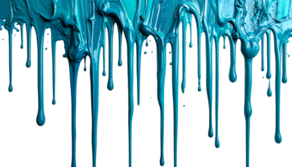 Dripping Teal Paint on Black Background