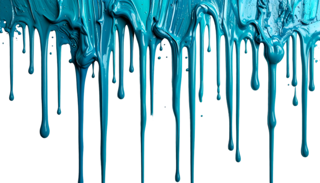 Dripping Teal Paint on Black Background