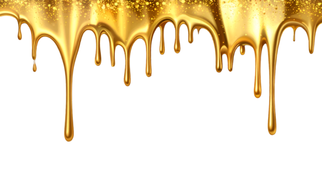 Golden Liquid Dripping on Black Background