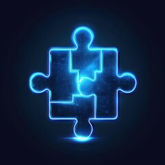Abstract neon puzzle piece