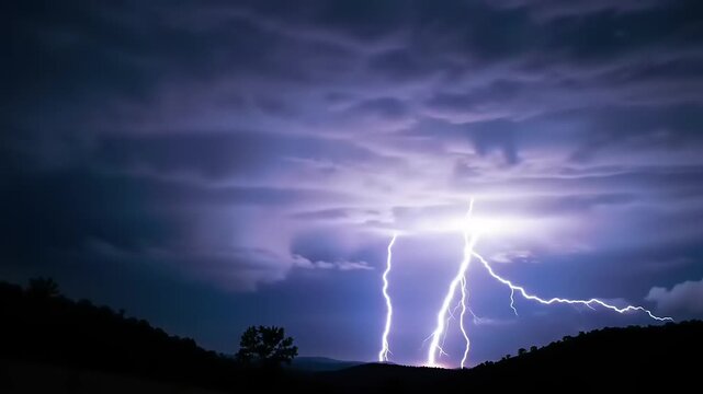 Night Lightning Storm Sky.
