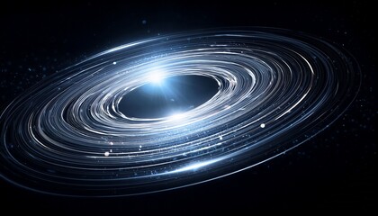 Obraz premium A Celestial Inspired Composition Featuring A Radiant Orbital Ring Infused With Ethereal Glow Delicate Streams Of Stardust Trailing Behind In A Mesmerizing Arc Luminous White Particle Dispersion