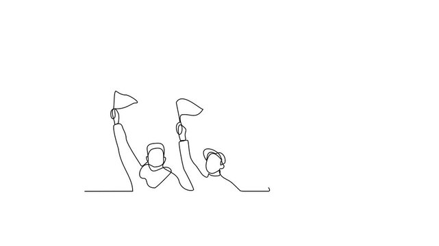 Animated self drawing of demonstration people for an issue video design illustration.  Demonstration themes illustration in linear style video concept. Great video design for social issue campaign.