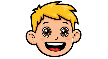 Obraz premium Happy boy head cartoon illustration