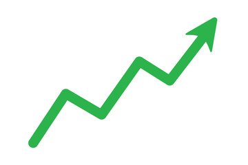green arrow graph investment market growth up. green arrow graph line. chart moving up concept of business growth profit. business grow up sign. vector illustration.