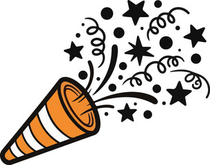 Celebration Popping Confetti Stars and Streamers