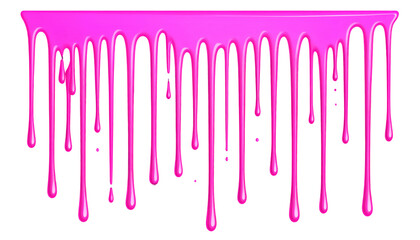 Pink Paint Dripping on Transparent Background