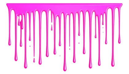 Pink Paint Dripping on Transparent Background