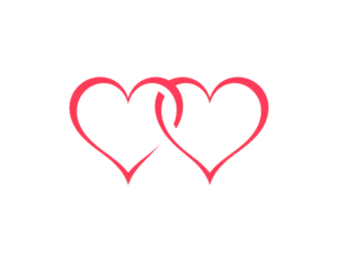 Two intertwined red heart outlines love romance Cutout PNG isolated on a transparent background