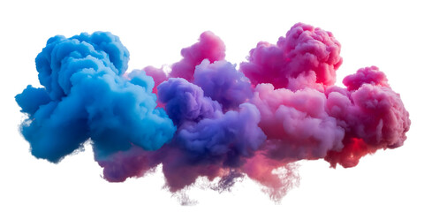 Fototapeta premium Blue and pink smoke clouds swirling and mixing color Cutout PNG isolated on a transparent background