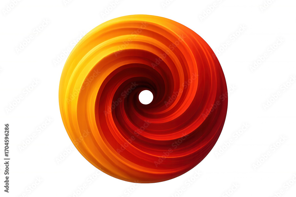Poster swirling vortex creating a hypnotic effect with shades of red and orange, isolated on a transparent 