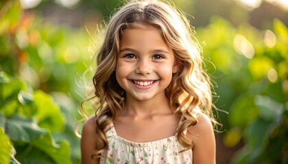 Smiling girl in a field