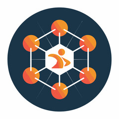 This striking image showcases an abstract hexagonal connection diagram adorned with vibrant colors, symbolizing various themes like connectivity, communication, and modern design.