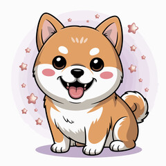 Featuring a joyful Shiba Inu with a sparkling backdrop, this image embodies happiness and playfulness, making it suitable for pet-related media and cheerful decor.