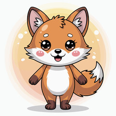 A happy fox stands with a joyful expression, showcasing its playful and endearing features, making it perfect for illustrations aimed at children or whimsical art designs.