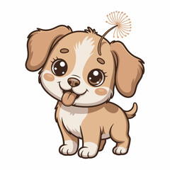 This cheerful puppy with a whimsical detail on its head epitomizes joy and creativity, a delightful image that captures the playful nature of dogs and brings smiles to viewers.