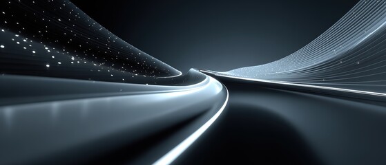 A sleek, illuminated road with light trails. Great for tech, sci - fi, or speed themes, fitting for automotive ads, digital art, and futuristic design projects.
