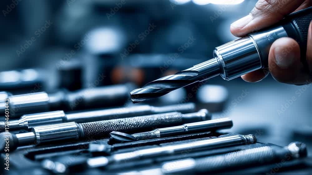 Poster closeup of a skilled technician adjusting a metal lathe chuck highlighting the precise setup for acc