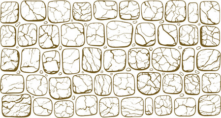 Rustic stone wall texture, natural cracked pavement pattern, vintage building facade detail