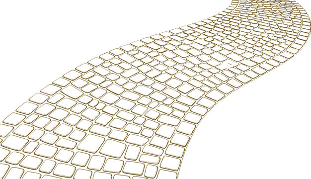 Winding cobblestone path leading forward into future, symbolizing journey and progress