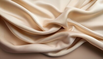 Obraz premium Elegant Cream Colored Fabric Draping With Soft Folds Creating A Smooth Luxurious Texture On A Minimalist Background