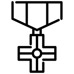 Minimalist Outline Decoration Cross Medal Ribbon Achievement Award Icon Symbol