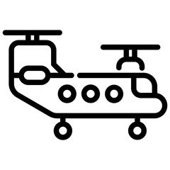 Simple Outline Helicopter Transport Vehicle Flying Machine Element Aviation Icon