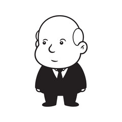 Old man with formal suit black and white vector illustration for classic portrait artwork design