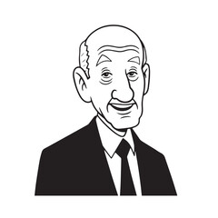 Old man with formal suit black and white vector illustration for classic portrait artwork design