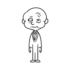 Old man with formal suit black and white vector illustration for classic portrait artwork design