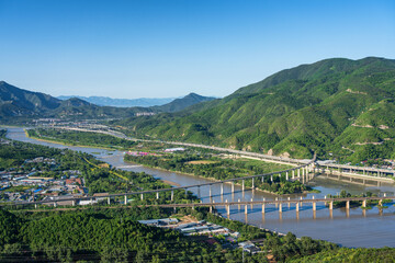 Overlooking Beijing Yongding river, 6th ring road and Fengsha railway