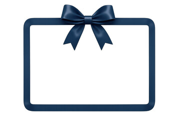 Elegant navy blue frame with ribbon on transparent background, isolated for design