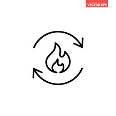 Black single metabolism line icon, simple organism reaction conversion symbol flat design pictogram vector for app logo ads web webpage button ui ux interface elements isolated on white background