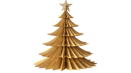 Elegant Wooden Christmas Tree Decoration: Festive Holiday Ornament on transparent background