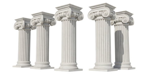 Five White Ionic Columns graphic hhrcyi7jrs21axxh42dkiq Cutout PNG isolated on a transparent background