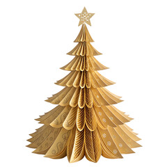 Gold Christmas Tree Decoration: Elegant Laser-Cut Festive Ornament for Holiday Season on transparent background