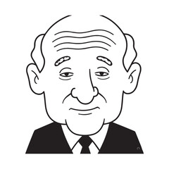 Old man with formal suit black and white vector illustration for classic portrait artwork design
