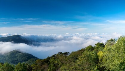 Blue Sky With Clouds Fog Background