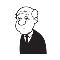 Old man with formal suit black and white vector illustration for classic portrait artwork design
