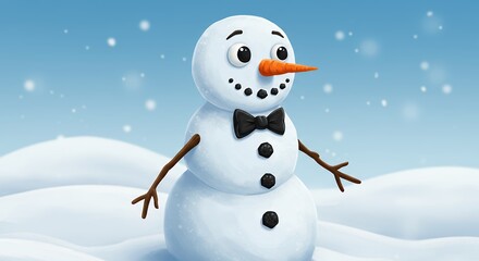 Fototapeta premium Cheerful snowman in winter scene