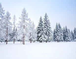 Naklejka premium Snowy winter forest landscape
