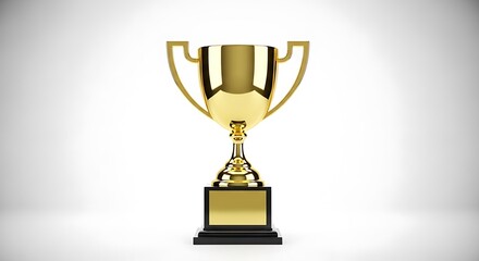 Golden trophy with black base on a white background