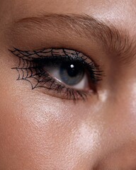 Obraz premium Creepy eye makeup transformation urban studio photography fashion close-up artistry